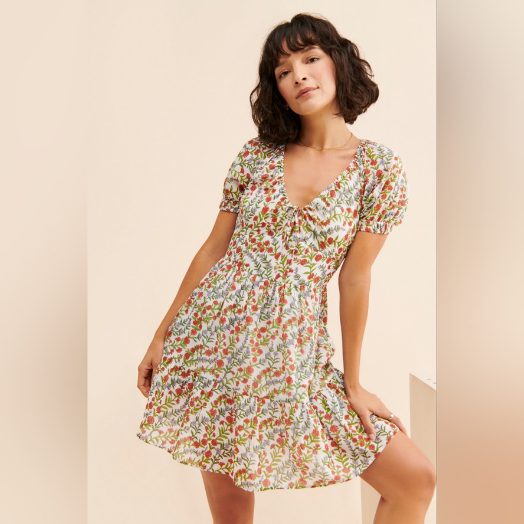 Banjanan Artemis Floral Mini Dress Light Cotton Summer Ruffles